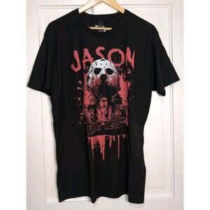 Friday‎ the 13th JASON Voorhees Black T-Shirt Men's L Movie (1068)
